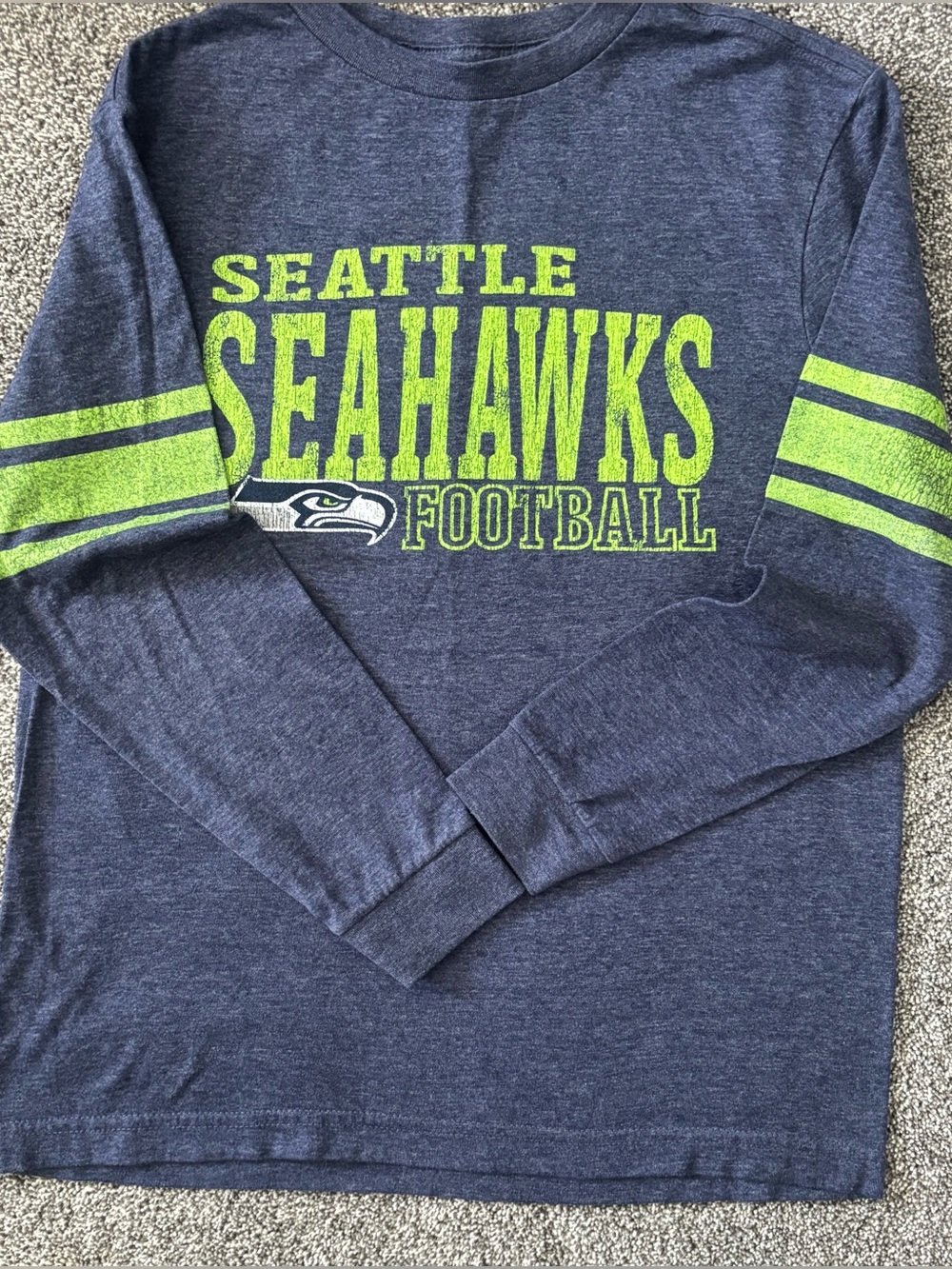 NFL Seattle Seahawks Long Sleeve Tee - Navy & Neon Green | BoysvLG (10/12)